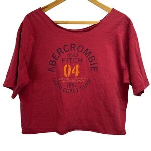 Abercrombie Fitch VTG Red Cropped T Shirt Graphic Print Dbl‎ sided 43" chest 90s